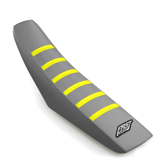 housse de selle tm racing 85 125 144 250 300 350 450 mx en fi fast grip anti dérapante grise jaune fluo