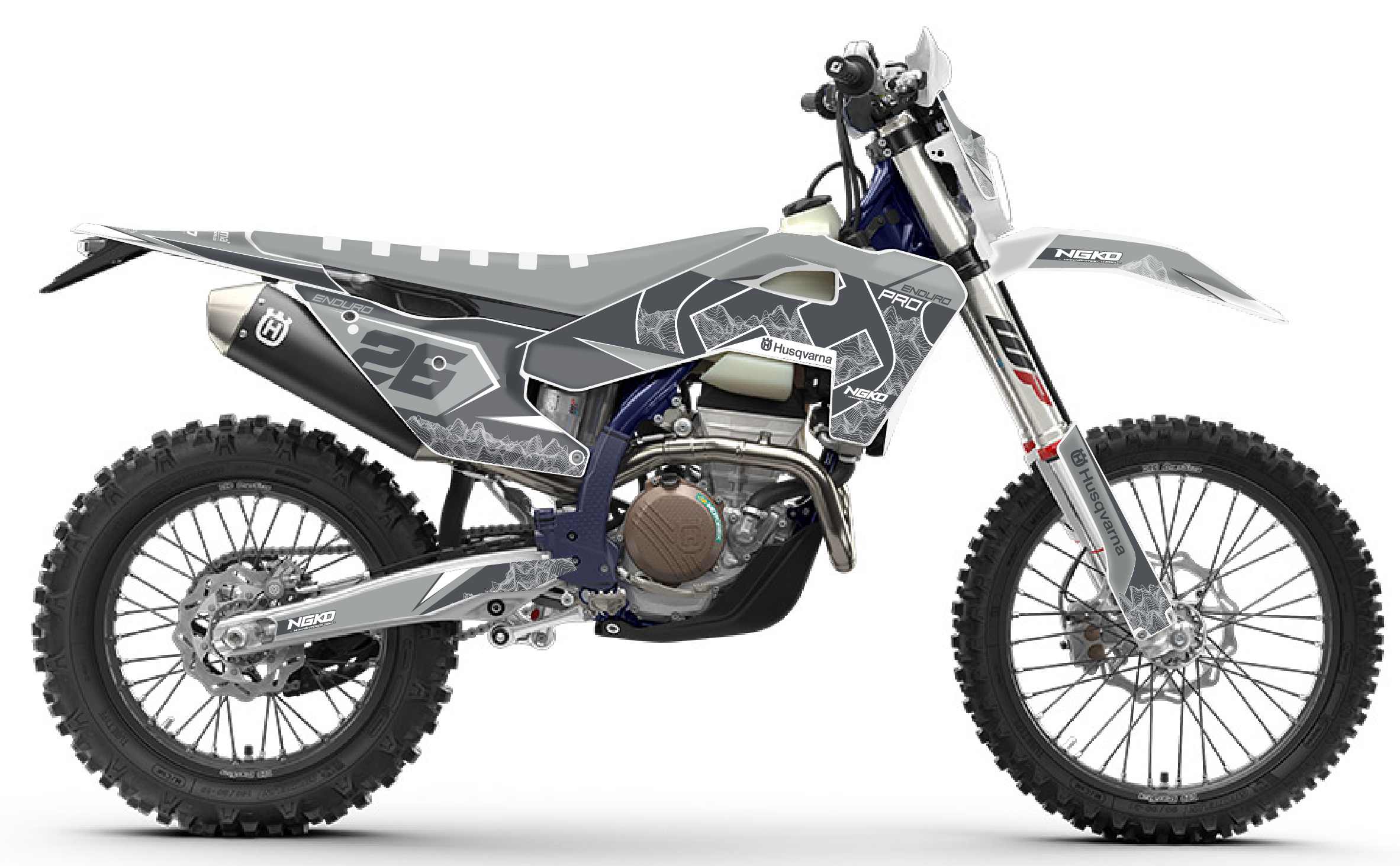 kit déco 125 250 300 350 450 501 te fe husqvarna 2026 2027 2028 enduro ng pro enduro séries 2026 gris blanc decals stickers graphics autocollant adhesifs visuel