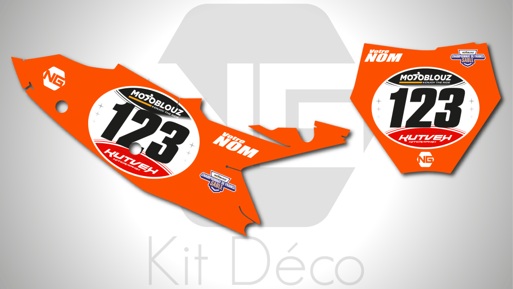 kit déco fond de plaque numéro 125 250 350 450 sx sxf 2023 2024 2025 2026 2027 2028 ktm motocross ng decals cfs 2026 2027 sable france mx stickers graphics autocollant adhesifs
