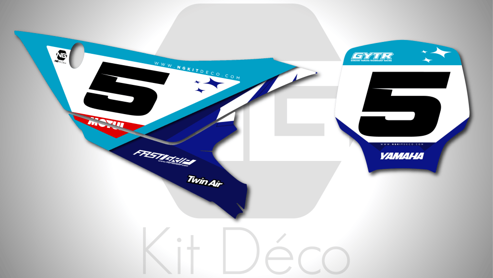 kit déco fond de plaque numéro 250 450 yzf 2026 2027 2028 yamaha motocross ng ace séries bleu bleu ciel mx decals stickers graphics autocollant adhesifs