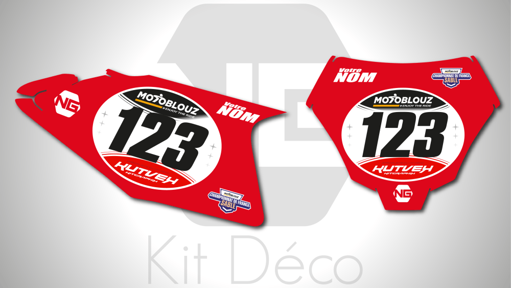 kit déco fond de plaque numéro 50 65 85 125 150 250 300 350 450 mc mcf 2024 2025 2026 2027 2028 gasgas motocross ng cfs saison 2026 2027 sable france mx decals stickers graphics autocollant adhesifs