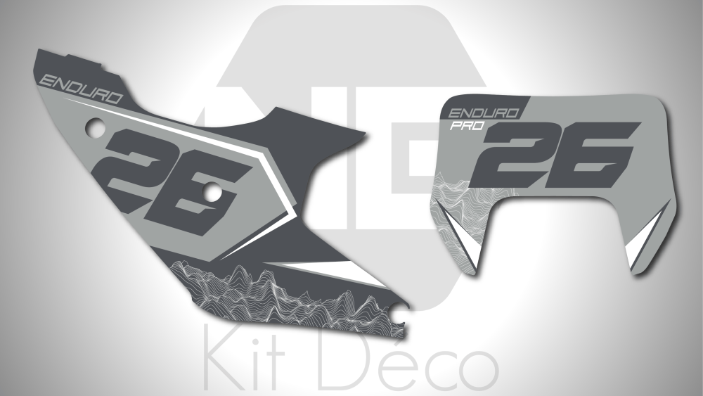 kit déco fond de plaque numéros 125 250 300 350 450 501 te fe husqvarna 2026 2027 2028 enduro ng pro enduro séries 2026 gris blanc decals stickers graphics autocollant adhesifs