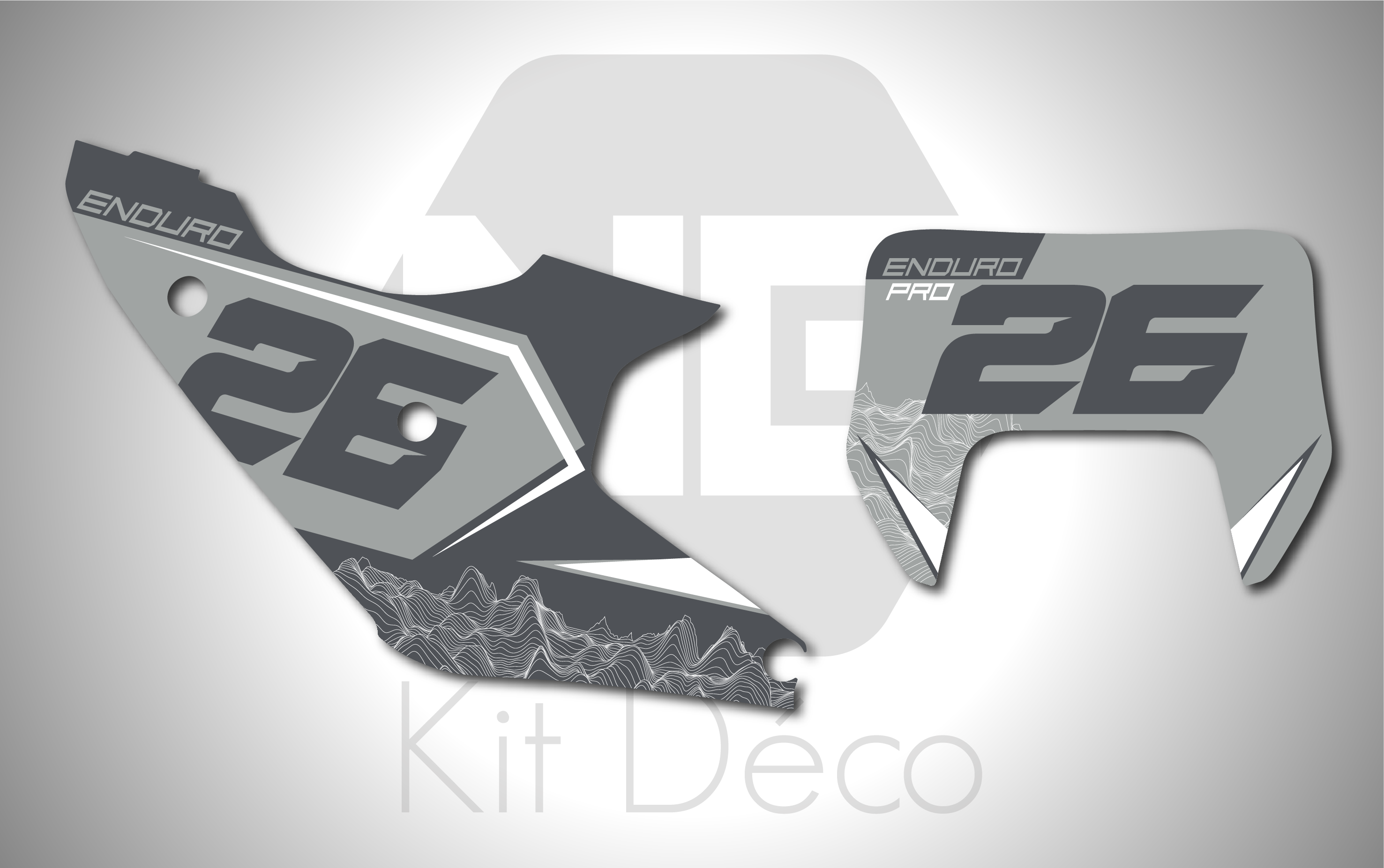 kit déco fond de plaque numéros 125 250 300 350 450 501 te fe husqvarna 2026 2027 2028 enduro ng pro enduro séries 2026 gris blanc decals stickers graphics autocollant adhesifs