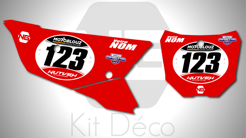 kit déco fond de plaques numéros 50 70 85 110 125 250 450 cr crf honda motocross ng cfs saison 2026 2027 france sable mx decals graphics stickers autocollant adhesifs