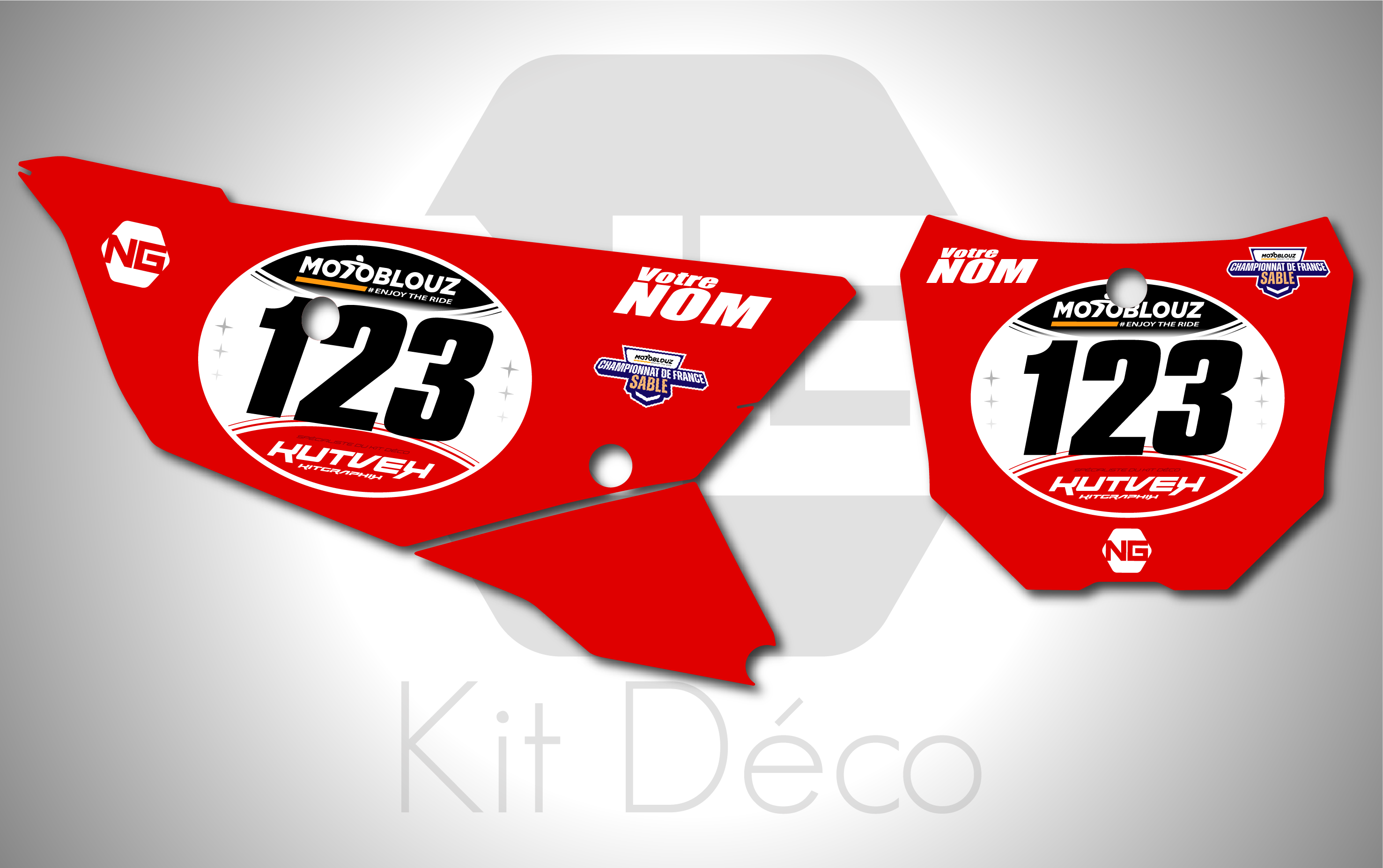 kit déco fond de plaques numéros 50 70 85 110 125 250 450 cr crf honda motocross ng cfs saison 2026 2027 france sable mx decals graphics stickers autocollant adhesifs