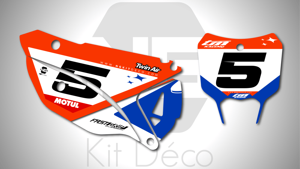 kit déco fond de plaques numéros tm racing 125 250 300 450 mx fi 2022 2023 2024 2025 2026 2027 2028 ng motocross ace series bleu blanc orange mx decals stickers graphics autocollant adhesifs