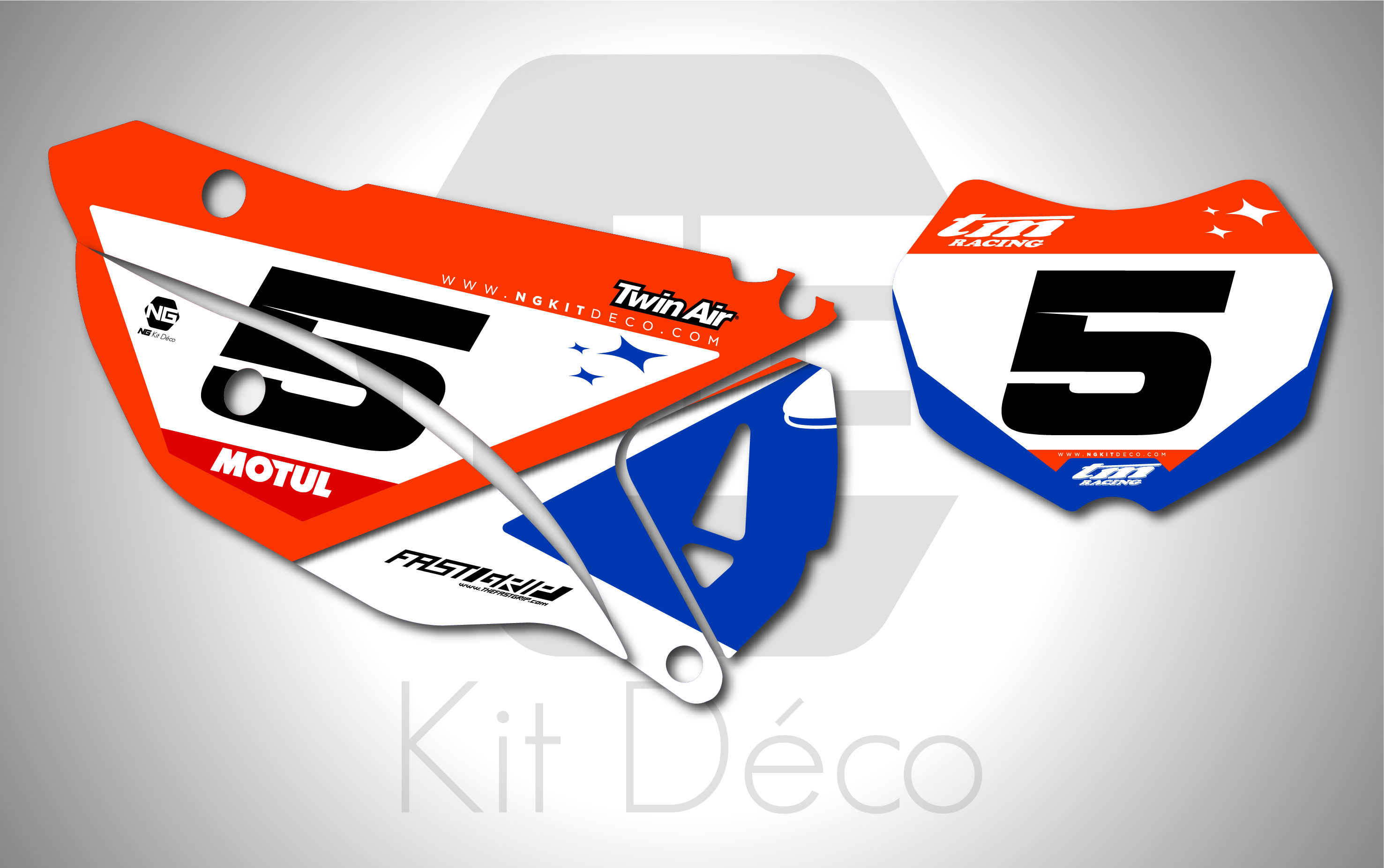 kit déco fond de plaques numéros tm racing smx en fi 125 250 300 350 450 500 2022 2023 2024 2025 2026 2027 2028 enduro ng ace séries bleu orange blanc decals stickers graphics autocollant adhesifs