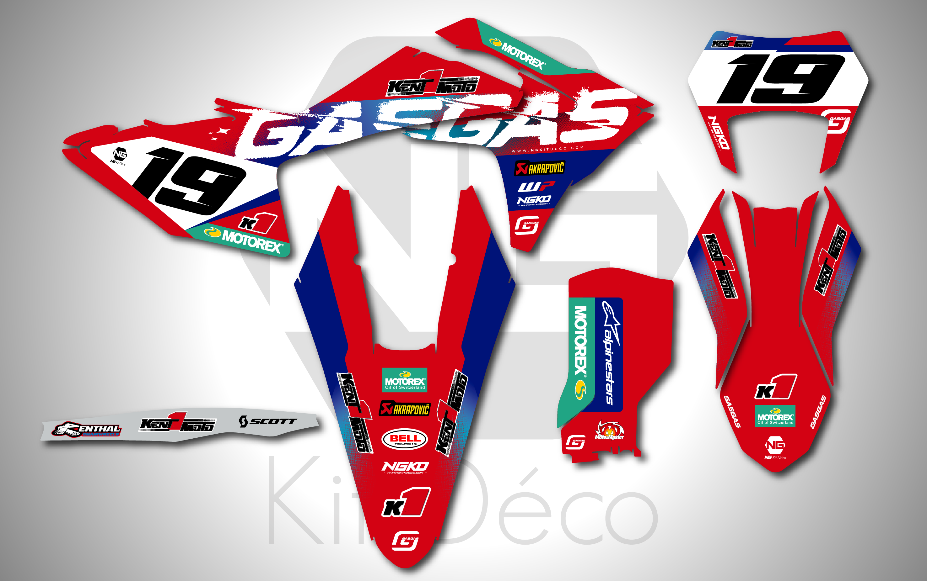 kit déco gasgas 125 250 300 350 450 500 ec ecf 2024 2025 2026 2027 2028 enduro ng k1 2027 rouge blanc bleu décals stickers graphics autocollant adhesifs