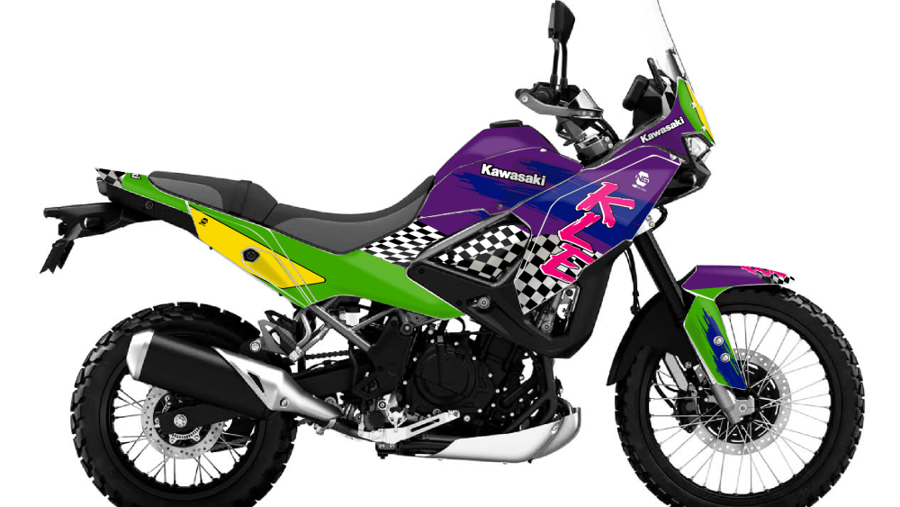kit déco kawasaki 500 kle 500kle 2026 2027 2028 trail ng vintage séries vert violet bleue jaune decals stickers adventure graphics autocollant adhesifs visuel