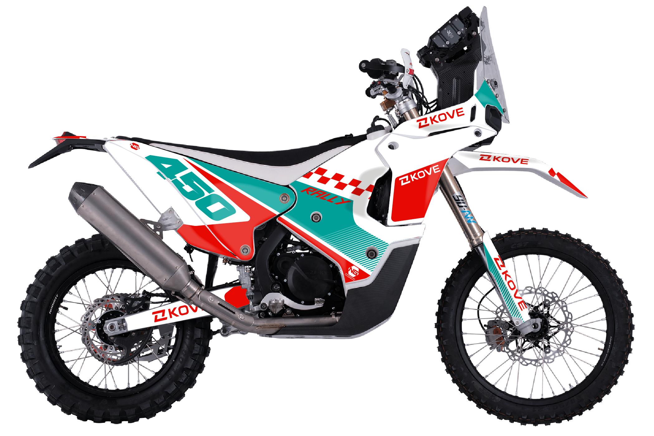 kit déco kove 450 rally 2023 2024 2025 2026 2027 2028 trail moto ng damier séries vert rouge blanc mint decals stickers graphics autocollant adhesifs visuel