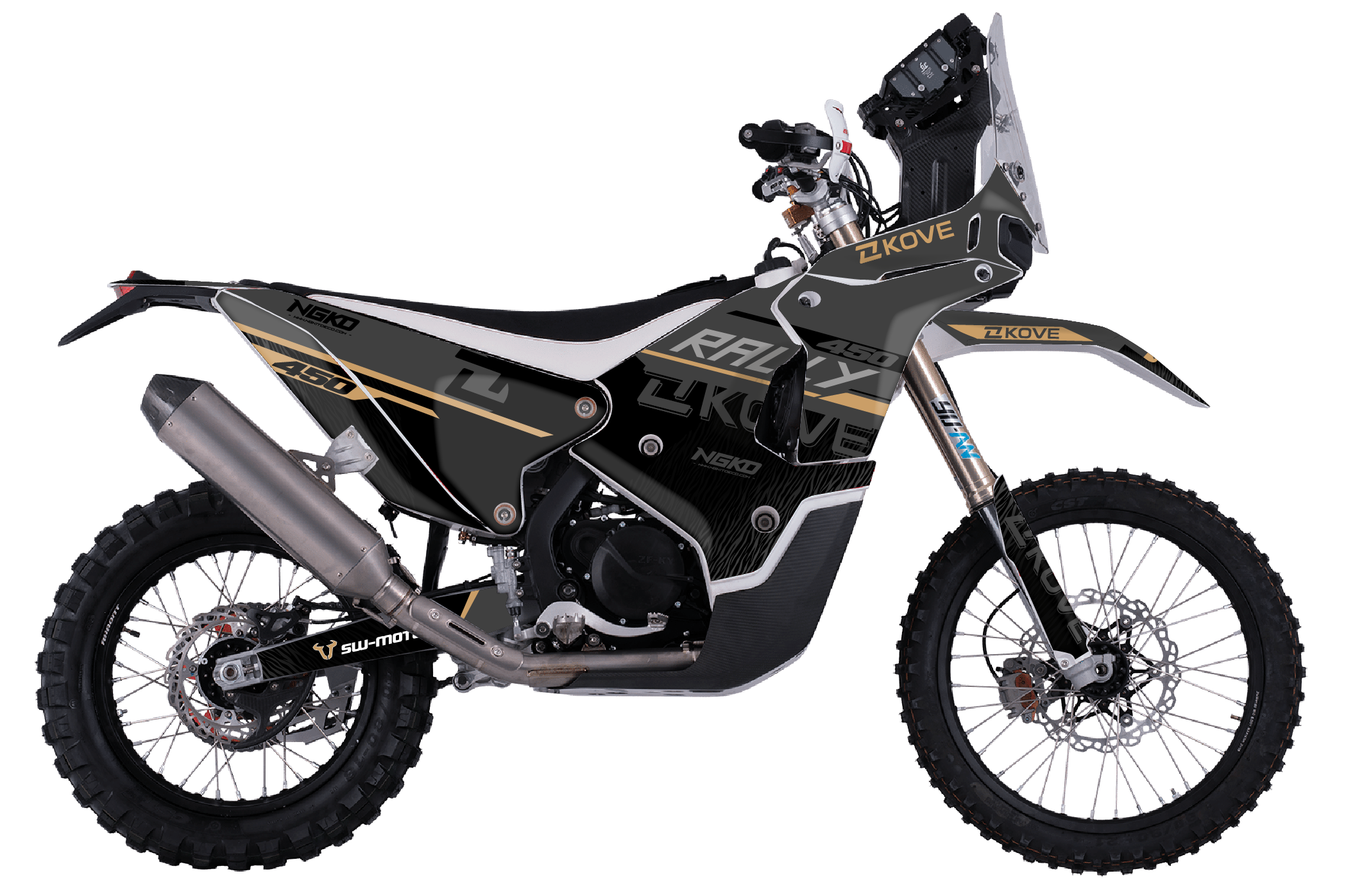 kit déco kove 450 rally 2023 2024 2025 2026 2027 2028 trail moto ng raid séries noir doré decals stickers graphics autocollant adhesifs visuel
