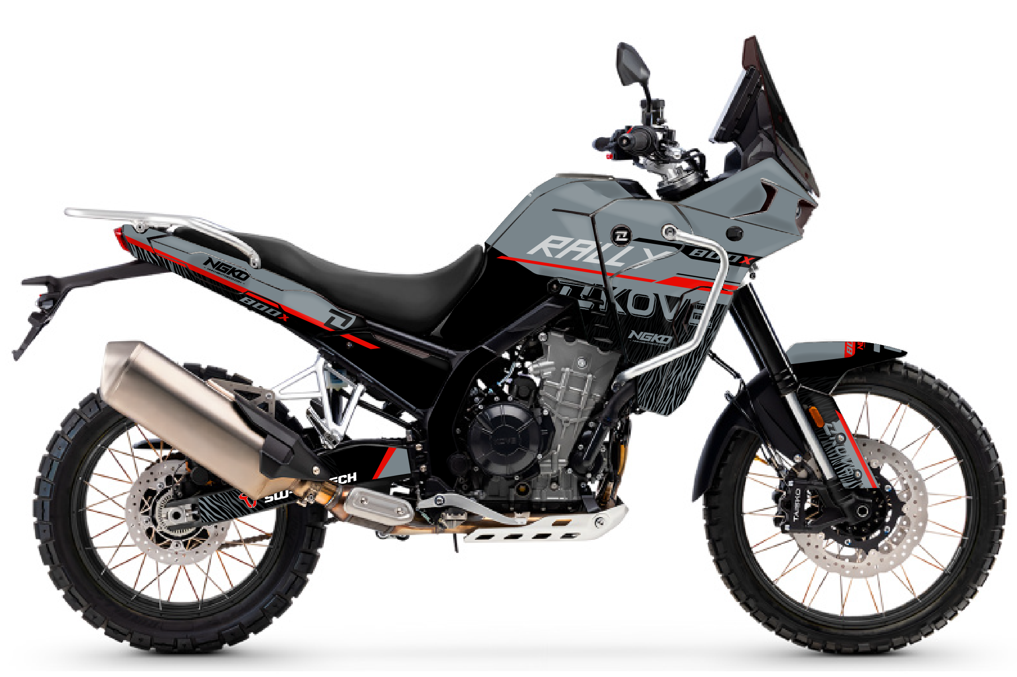 kit déco kove 800 x rally 2024 2025 2026 2027 2028 2029 trail moto ng raid séries noir gris rouge decals stickers graphics autocollant adhesifs visuel